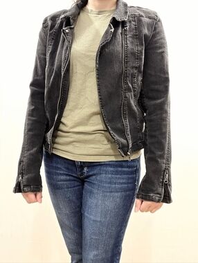 Hot Topic Black Denim Jacket Extra Large Juniors| Alt Punk Distressed